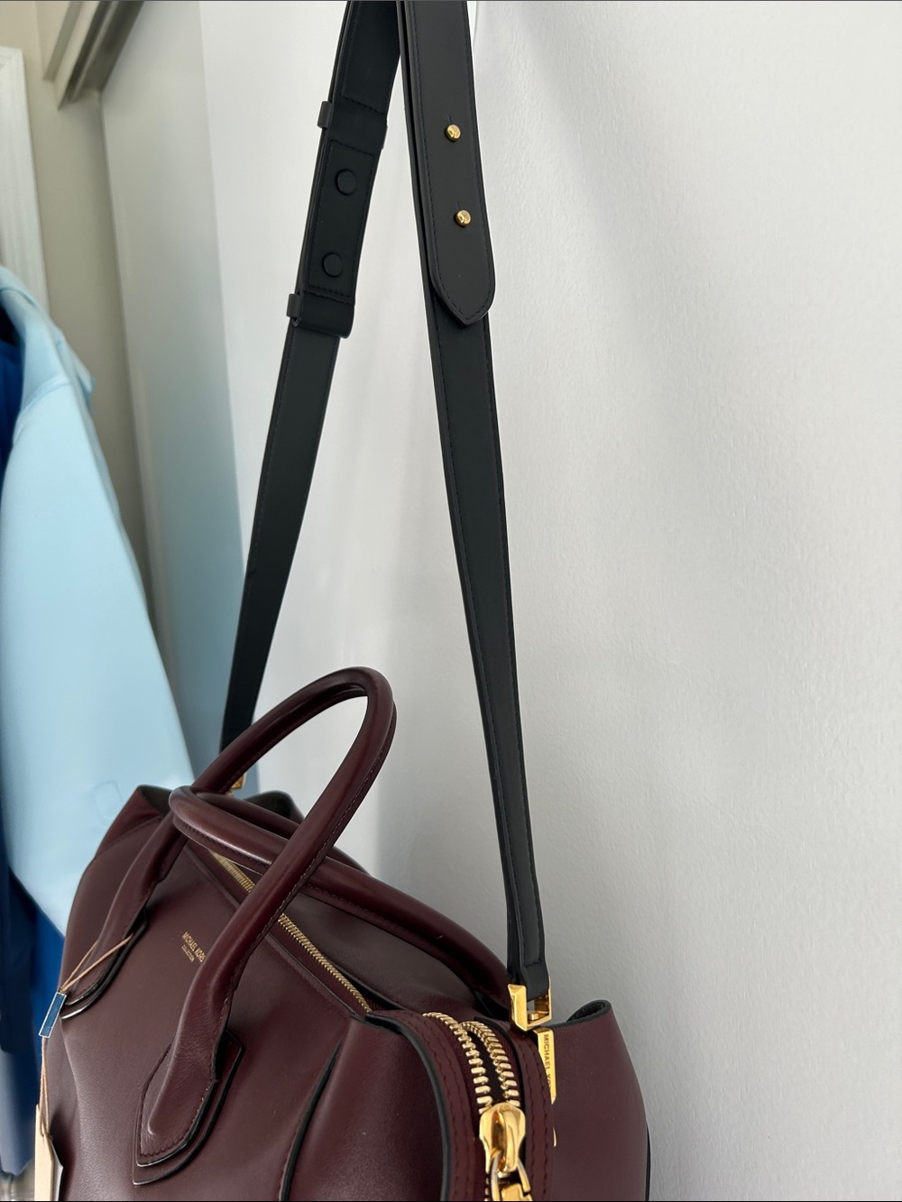 Michael Kors COLLECTION Helena CALF Leather Satchel with Gold-Tone Hardware - Picture 14 of 16
